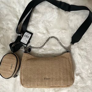 Dkny Basket weave bag with black strap and extra mini coin purse